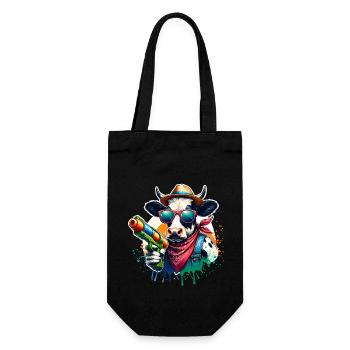 Cow Water Pistol - Gift Bag for Bottles - black - Front