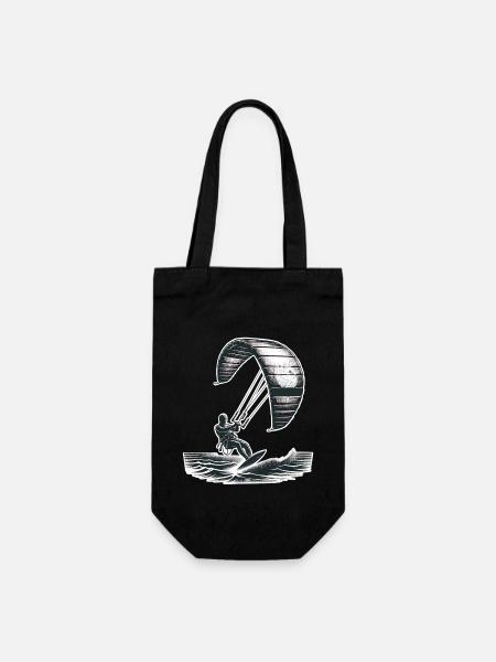 Kitesurfen Kitesurfer Kiteboard - Geschenkbeutel für Flaschen - Schwarz