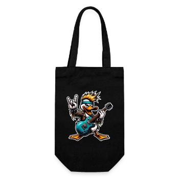 Ente Rock and Roll Gitarrist - Geschenkbeutel für Flaschen - Schwarz - Vorne
