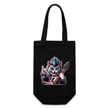 Cat Rock and Roll Guitarist - Gift Bag for Bottles - black - Front