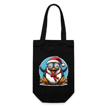 crazy Christmas penguin - Geschenkbeutel für Flaschen - Schwarz - Vorne