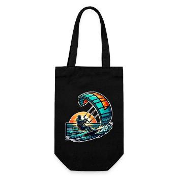 Kitesurfing Kitesurfer Kiteboard - Gift Bag for Bottles - black - Front