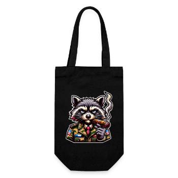 Raccoon Cigar Soldier - Gift Bag for Bottles - black - Front