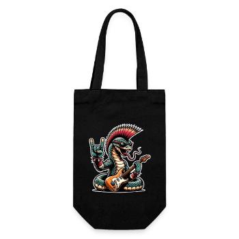 Schlange Rock and Roll Gitarrist - Geschenkbeutel für Flaschen - Schwarz - Vorne