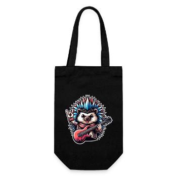 Igel Rock and Roll Gitarrist - Geschenkbeutel für Flaschen - Schwarz - Vorne