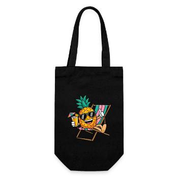 Ananas Sommer - Geschenkbeutel für Flaschen - Schwarz - Vorne