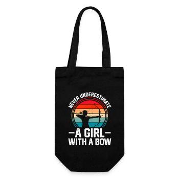 Never Underestimate A Girl With A Bow - Geschenkbeutel für Flaschen - Schwarz - Vorne