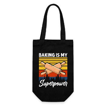 Backen Bäcker Bäckerei - Geschenkbeutel für Flaschen - Schwarz - Vorne