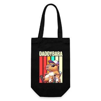 Daddybara Capybara Vater Papa - Geschenkbeutel für Flaschen - Schwarz - Vorne