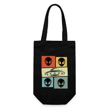Alien Ovni Rétro Vintage - Sac à bouteille - noir - Devant