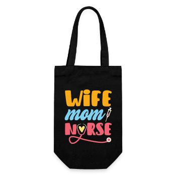 Wife Mom Nurse - Geschenkbeutel für Flaschen - Schwarz - Vorne