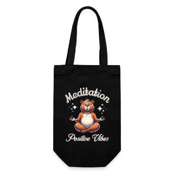 Capybara Meditieren Yoga - Geschenkbeutel für Flaschen - Schwarz - Vorne