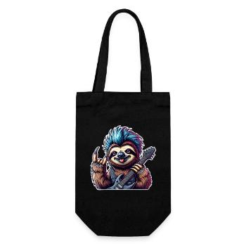 Faultier Rock and Roll Gitarrist - Geschenkbeutel für Flaschen - Schwarz - Vorne