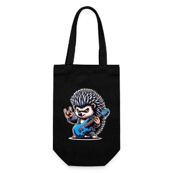 Igel Rock and Roll Gitarrist - Geschenkbeutel für Flaschen - Schwarz - Vorne