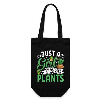 Just A Girl Who Loves Plants - Geschenkbeutel für Flaschen - Schwarz - Vorne