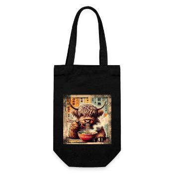 Ramen Highland Cow Grunge Style d’affiche - Sac à bouteille - noir - Devant