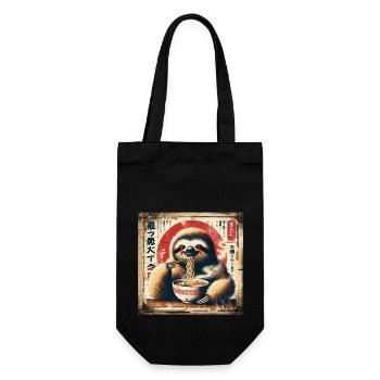 Ramen Sloth Grunge Poster Style - Gift Bag for Bottles - black - Front