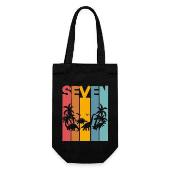7th Birthday Dinosaur - Gift Bag for Bottles - black - Front