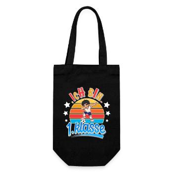 Ich Bin 1. Klasse Fußball Schulkind - Geschenkbeutel für Flaschen - Schwarz - Vorne