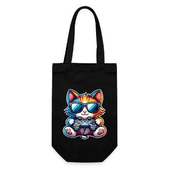 Cat Gaming Gamer - Gift Bag for Bottles - black - Front