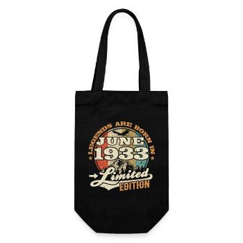 Born in Juni 1933 - 90 years old - Gift Bag for Bottles - black - Front