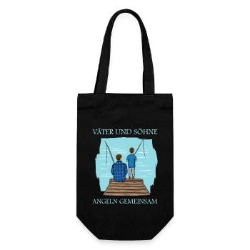 Väter und Söhne Angeln gemeinsam Angler Sprüche - Geschenkbeutel für Flaschen - Schwarz - Vorne