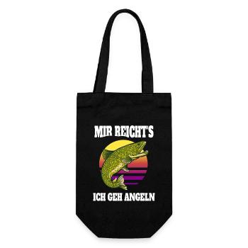 Lustige Angler Sprüche Mir reichts ich gehe Angeln - Geschenkbeutel für Flaschen - Schwarz - Vorne