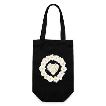Gänseblümchen Blume Daisy Flower Love Heart - Geschenkbeutel für Flaschen - Schwarz - Vorne