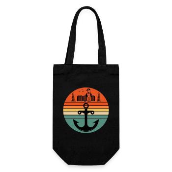 Moin mit Möwen dem Leuchtturm und Anker Moin - Geschenkbeutel für Flaschen - Schwarz - Vorne