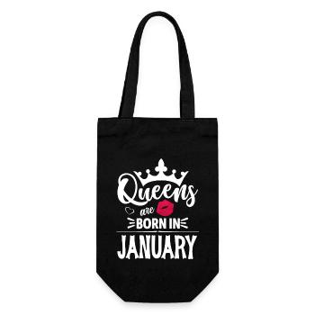 The Queens are born in month of January Birthday - Gift Bag for Bottles - black - Front