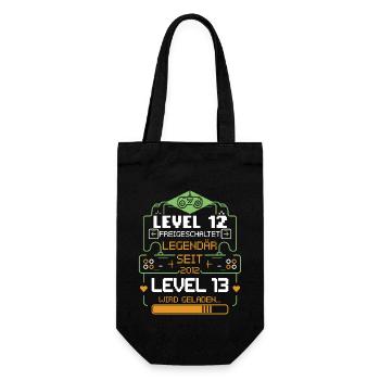 Level 12 Freigeschaltet Level 13 wird geladen - Geschenkbeutel für Flaschen - Schwarz - Vorne