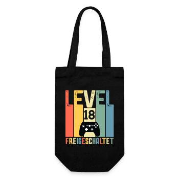 Level 18 ist freigeschaltet Geburtstag 18 Jahre - Geschenkbeutel für Flaschen - Schwarz - Vorne