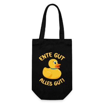 Ente gut alles gut lustige Enten Sprüche - Geschenkbeutel für Flaschen - Schwarz - Vorne