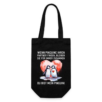 Wenn Pinguine Ihre Liebe finden Pärchen Sprüche - Geschenkbeutel für Flaschen - Schwarz - Vorne