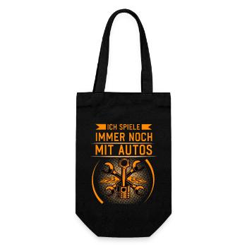 Ich spiele immer noch mit Autos KFZ Auto Mechanik - Geschenkbeutel für Flaschen - Schwarz - Vorne