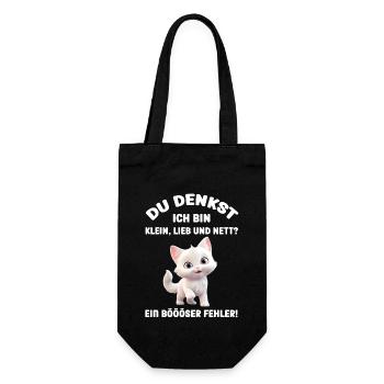 Du denkst ich bin klein lieb nett lustige Katze - Geschenkbeutel für Flaschen - Schwarz - Vorne