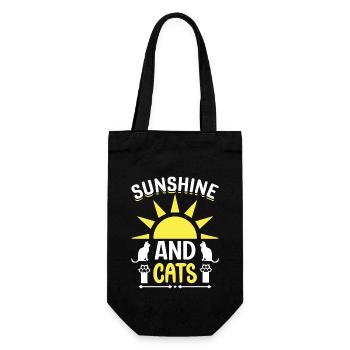 Cat Love sunshine and Cats - Geschenkbeutel für Flaschen - Schwarz - Vorne