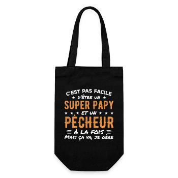 Super-Opa und Fischer-Geschenk - Geschenkbeutel für Flaschen - Schwarz - Vorne