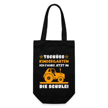Und Tschüss Kindergarten ich fahre in die Schule - Geschenkbeutel für Flaschen - Schwarz - Vorne