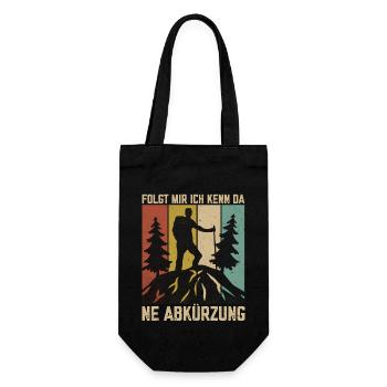 Folgt mir Ich kenn da ne Abkürzung Wandern gehen - Geschenkbeutel für Flaschen - Schwarz - Vorne