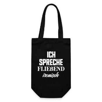 Ich spreche fließend ironisch lustige Sprüche - Geschenkbeutel für Flaschen - Schwarz - Vorne