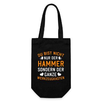 Du bist nicht nur der Hammer sondern Werkzeugkaste - Geschenkbeutel für Flaschen - Schwarz - Vorne