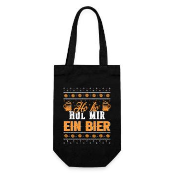 Ho Ho Hol mir ein Bier lustige Weihnachten Sprüche - Geschenkbeutel für Flaschen - Schwarz - Vorne