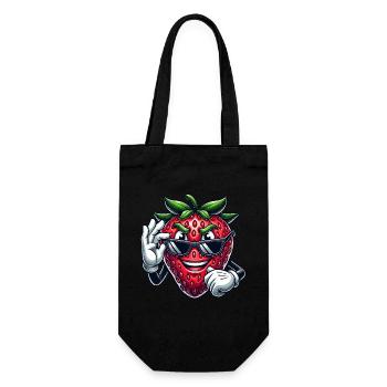 Cool Strawberry Fruit Comic with Sunglasses - Gift Bag for Bottles - black - Front