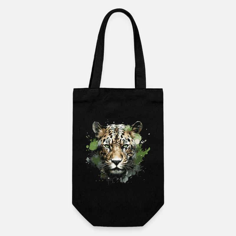 Leopard Head - Gift Bag for Bottles - black