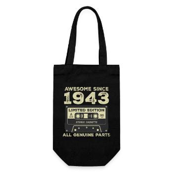 1943 Geburtstag geboren im Jahr 1943 Vintage Retro - Geschenkbeutel für Flaschen - Schwarz - Vorne