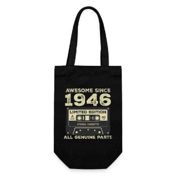 1946 Geburtstag geboren im Jahr 1946 Vintage Retro - Geschenkbeutel für Flaschen - Schwarz - Vorne