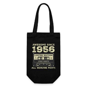 1956 Geburtstag geboren im Jahr 1956 Vintage Retro - Geschenkbeutel für Flaschen - Schwarz - Vorne