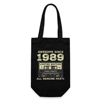1989 Birthday Born In 1989 Vintage Retro - Gift Bag for Bottles - black - Front