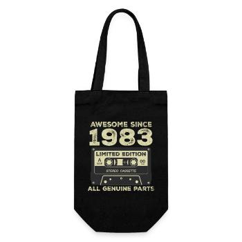 1983 Birthday Born In 1983 Vintage Retro - Gift Bag for Bottles - black - Front